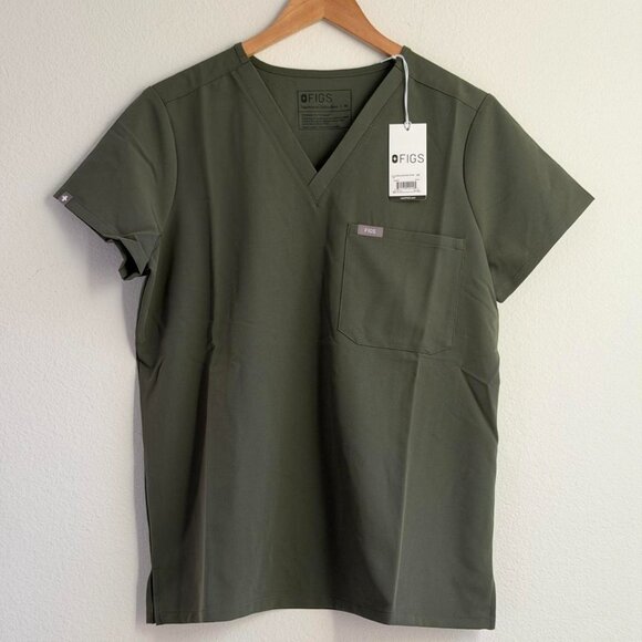 Figs Women's Catarina One Pocket Scrub Top in Moss, Size Medium - Picture 6 of 9